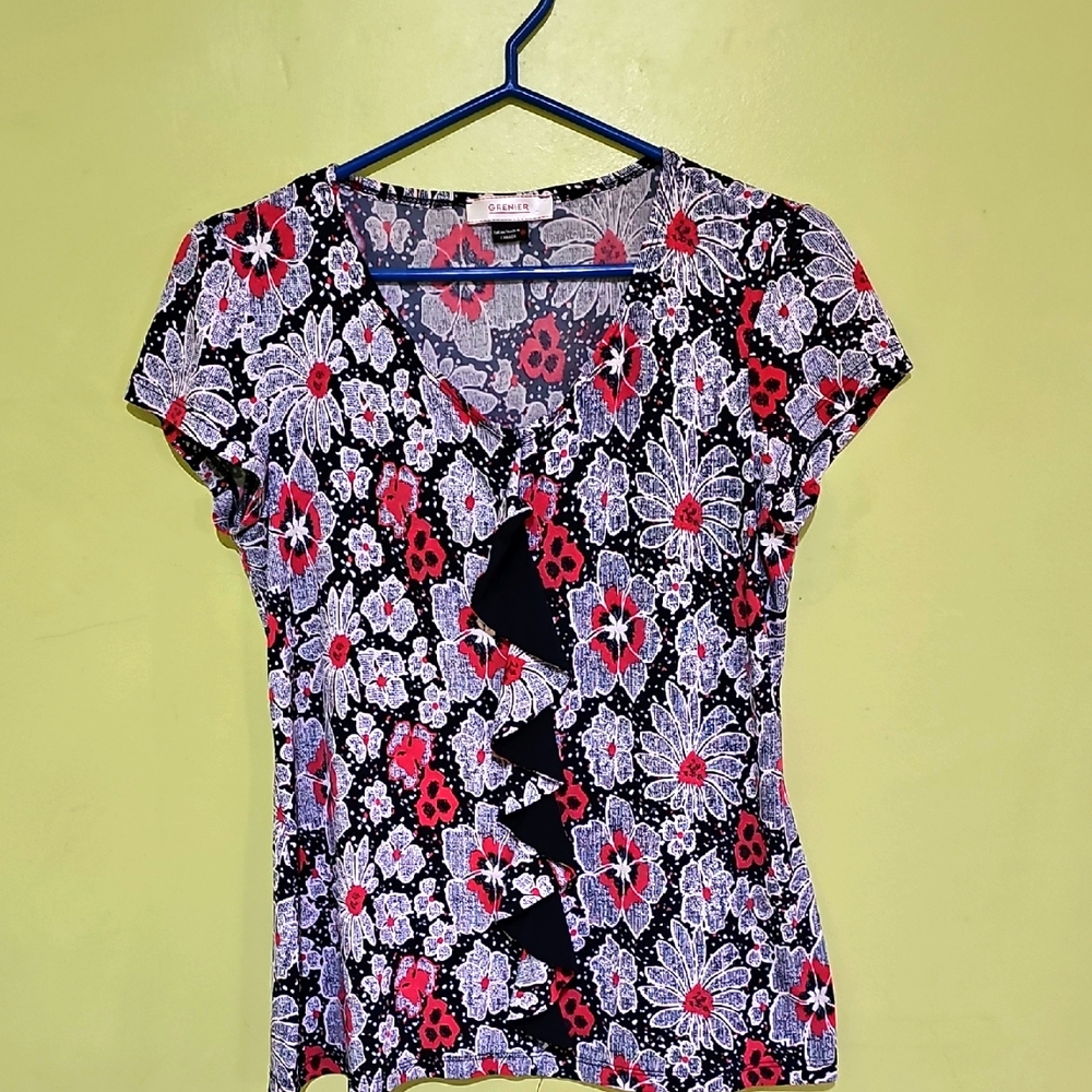 Calvin Klein Black Fitted Graphic Blouse